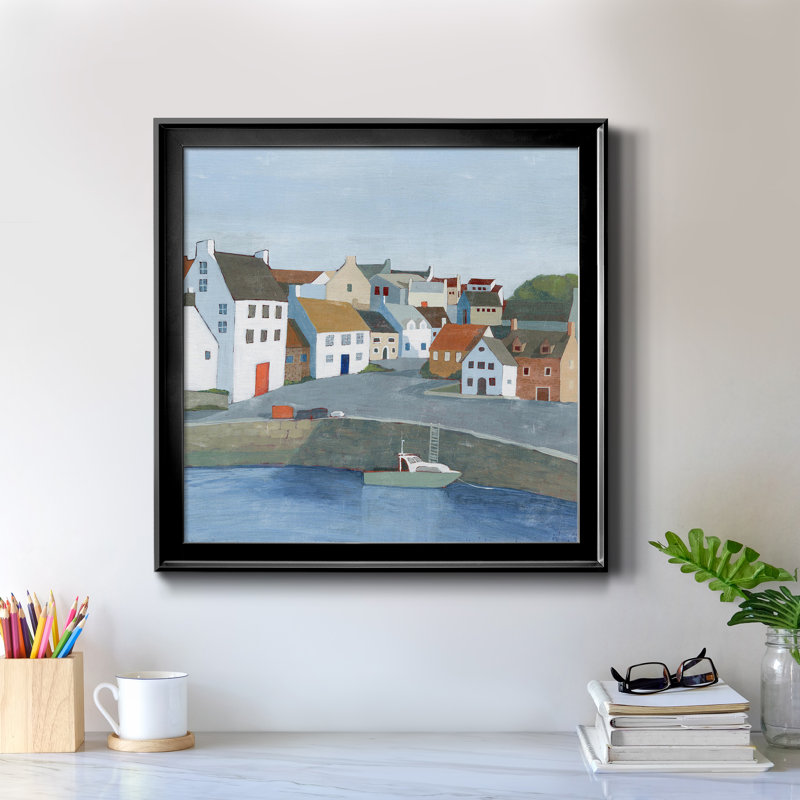 «Old Coast Town II», reproduction encadrée de qualité supérieure - prête à être accrochée, H 26,5 po x l 26,5 po x P 1,5 po