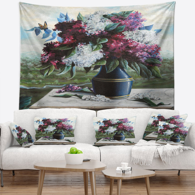 Tapisserie à fleurs, H 32 po x l 39 po