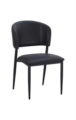 Chaise de salle à manger d'intérieur en métal avec siège en vinyle, Noir