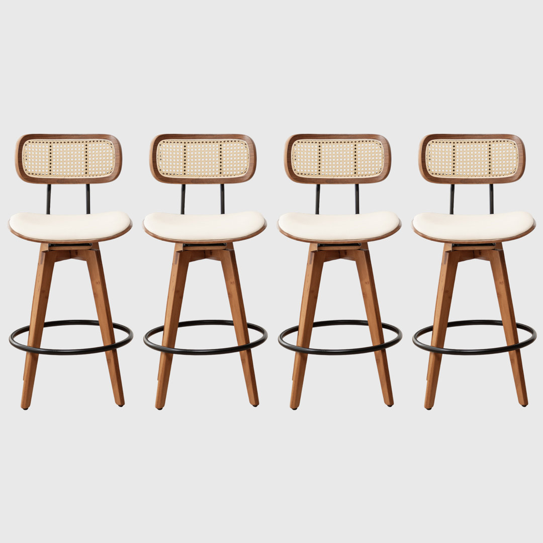 Sirine 4-Piece Swivel Vegan Leather Counter Stool Bay Isle Home™ 