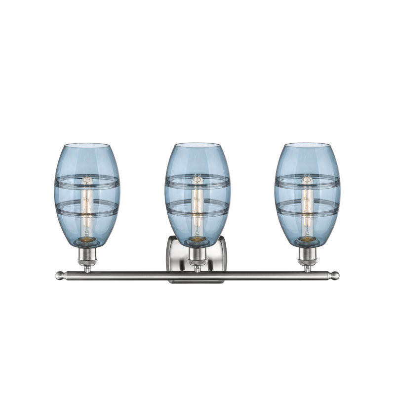 Bettylou 3 - Light Dimmable Vanity Light, Brushed Satin Nickel, Princess Blue