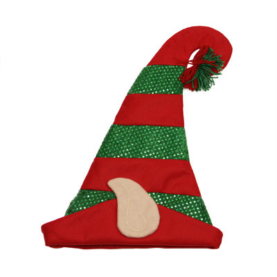 Accessoire de déguisement de chapeau de lutin de Noël adulte 22 po rouge et vert 22 po - Taille unique