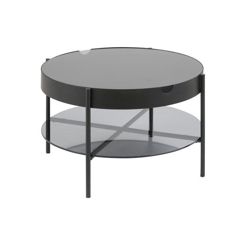 Greely Four Leg Coffee Table with Storage, 45 cm H x 75 cm L x 75 cm W, Black