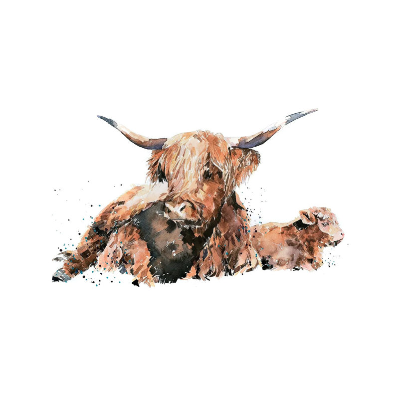 Highland Cattle by EdsWatercolours - Wrapped Canvas Gallery-Wrapped Canvas Giclée, 18" H x 12" W, Wrapped Canvas