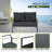 Steel Frame Patio Furniture Set with 2 Chairs 1 Loveseat & Tempered Glass Coffee Table - 4-Piece Outdoor Conversation Set with Teslin Cloth Cushions for Backyard Garden or Patio-101419783
