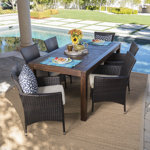 Appel 6 - Person Teak Wicker Patio Dining Set with Rectangular Table