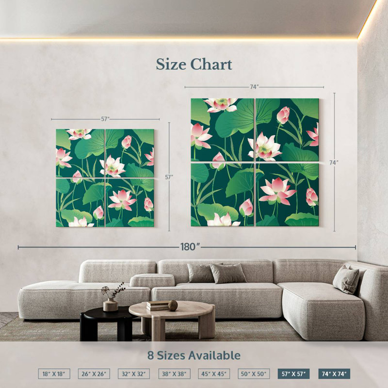 Harnek Lotus Leaves, 57" H x 57" W