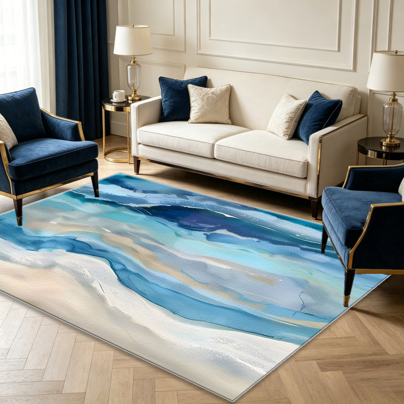 Ocean Abstract   area rugs for Living Room, Soft and Comfortable, Suitable for all seasons, easy to maintain, machine washable Indoor floor mat, Under Table Farmhouse suitable for Bedroom, Dining Room, Study,  Balcony, Home Decor Patio