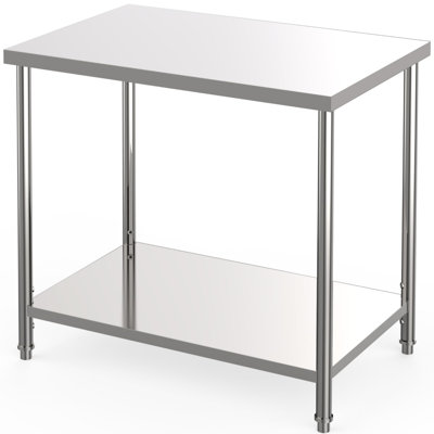 Stainless Steel Table, 36" x 24" Prep Workstation, 1000 LB Capacity, NSF Commercial Work Table with Adjustable Undershelf