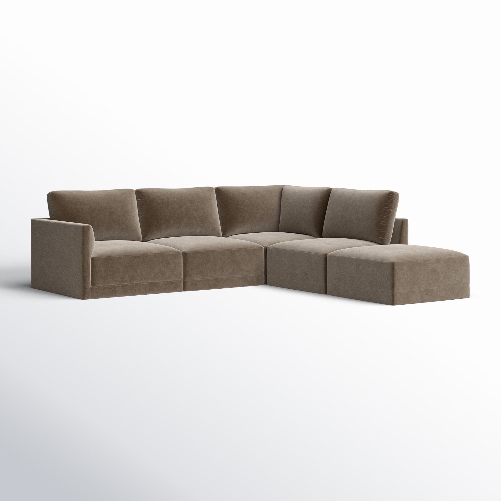Deirdre Modular Upholstered Reversible Chaise L-Sectional, Taupe