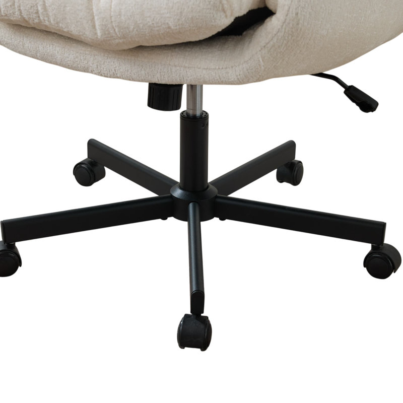 Chaise de bureau pivotante réglable avec accoudoirs réglables à 5 vitesses, chaise de bureau d'ordinateur ergonomique en tissu chenille moderne pour bureau à domicile, maquillage, chambre à coucher