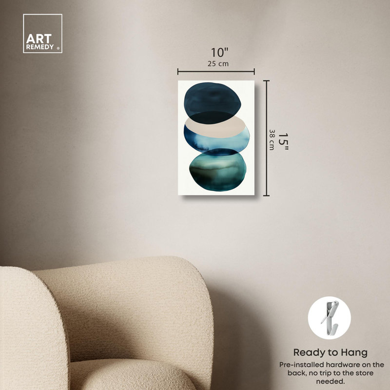 «Rain Drops Zoom Canvas Midcentury», art mural abstrait par Art Remedy, Toile tendue, H 15 po x l 10 po