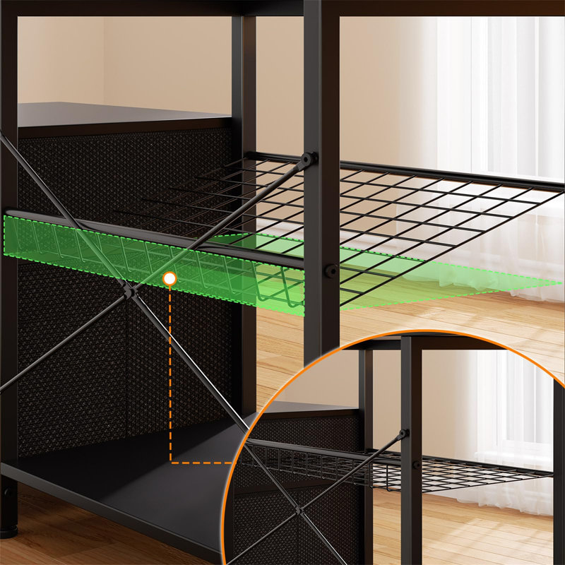 L-Shaped Metal Base Computer Desk, Black