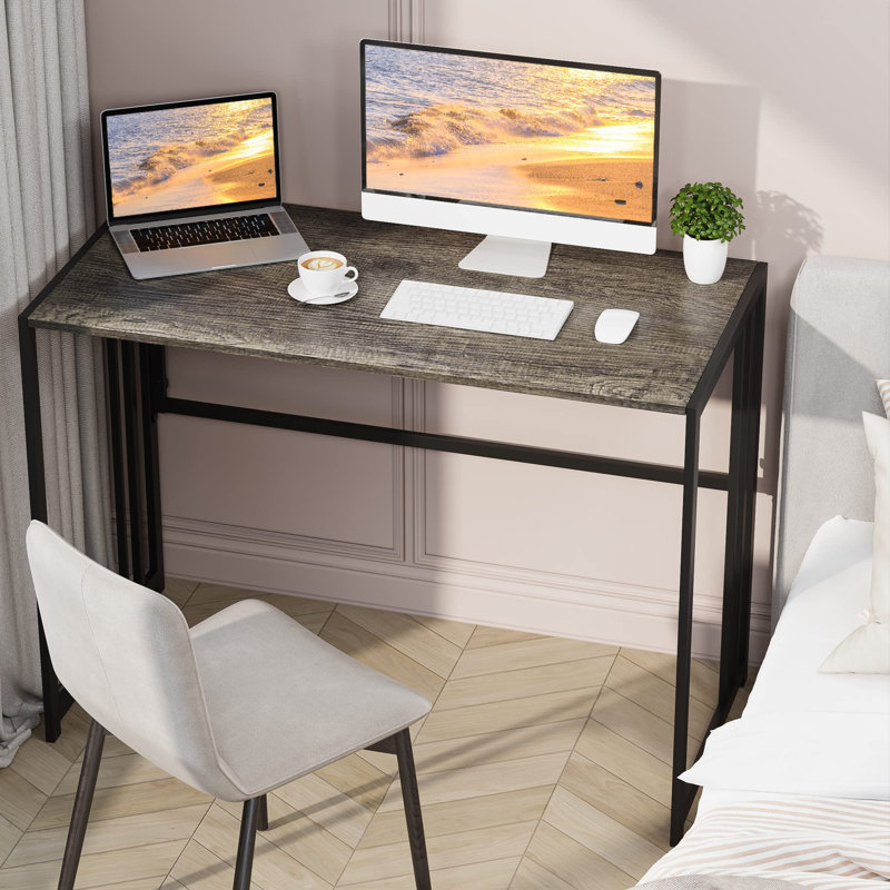Metal Base Computer Desk, Black Oak/Black