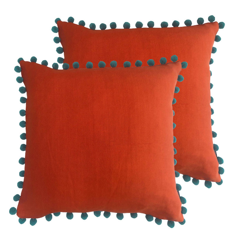 Vincenza Square Throw Cushion, Polyester/Polyfill, Orange