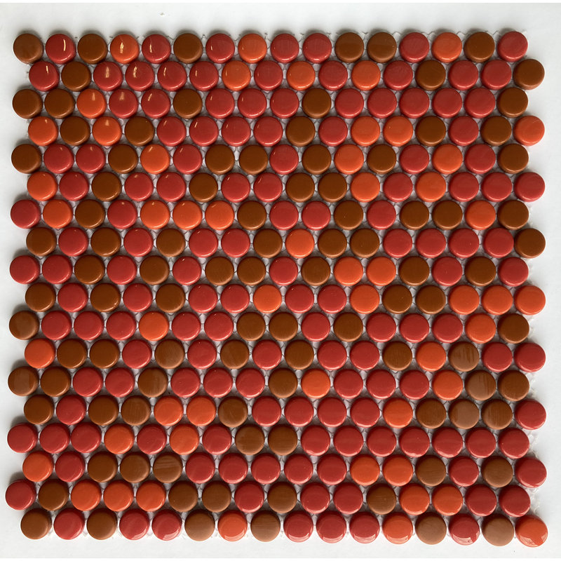 Sicily 0.63" x 0.63" Glass Penny Round Mosaic Wall & Floor Tile, Wildfire