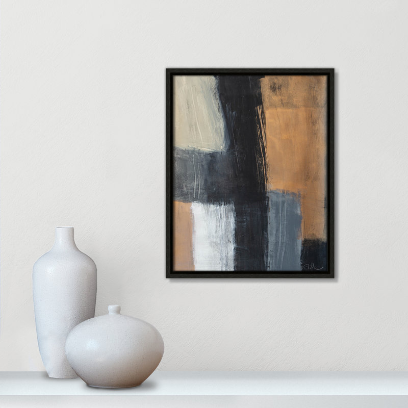 Calderon Karl Metallic Slate II par Print, Pas de tapis, Cadre flottant espresso, H 15,5 po x l 12,5 po x P 2 po