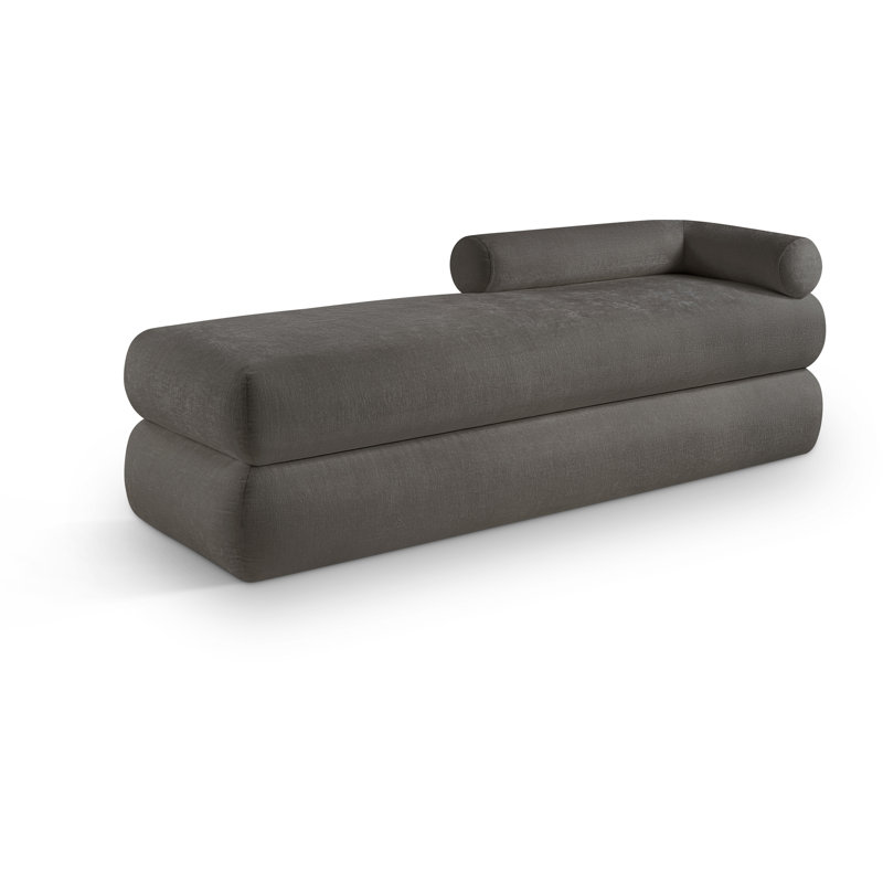 Banc rembourré en chenille Kennedy, Tissu gris chenille