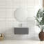 Meuble-lavabo flottant gris de 30 po avec lavabo en céramique blanc, poignée angulaire à 45 po pour poignée, tiroir à fermeture en douceur, contreplaqué imperméable, rangement organisé, conception américaine, installation murale rapide-806211243