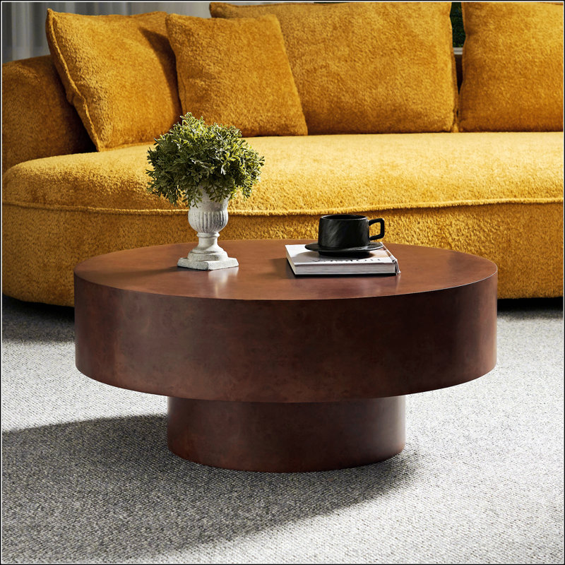 Table basse décorative 31,49 po en faux bois de ronce avec piédestal robuste