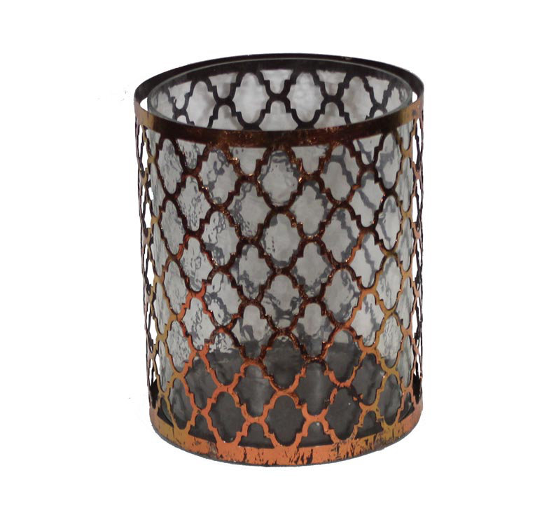 Porte-votive en métal/verre, H 10,5 po x l 7 po x P 7 po