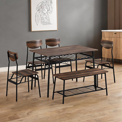Ensemble de salle à manger avec table à manger, poids du produit : 35,5 kg, structure en métal et panneau en MDF avec cadre en fer