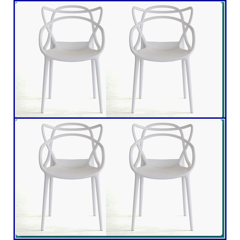 Chaise de patio avec accoudoirs Shuaib, Blanc