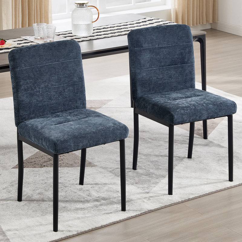 Chaise de salle à manger moderne avec pieds en métal, Bleu