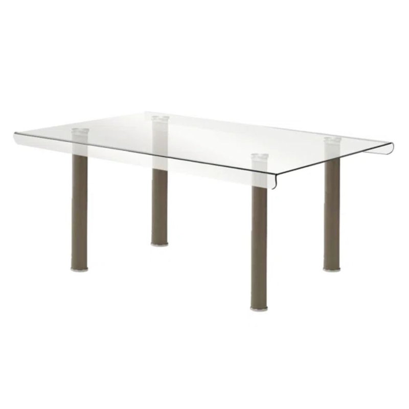 Iverly Chrome Glass Top Dining Table