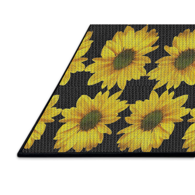 Tapis jaune / noir Power Loom, Rectangle 6 pi x 9 pi