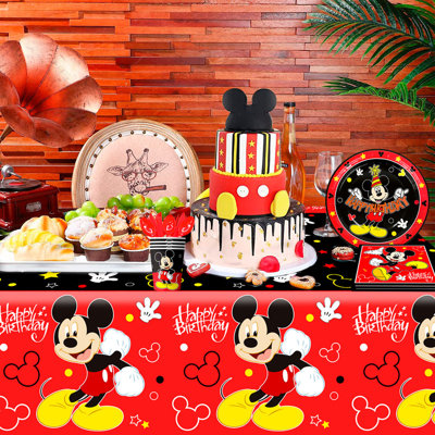Mickey Mouse Birthday Party Decorations, 141pcs Mickey Mouse Birthday Tableware Supplies Set