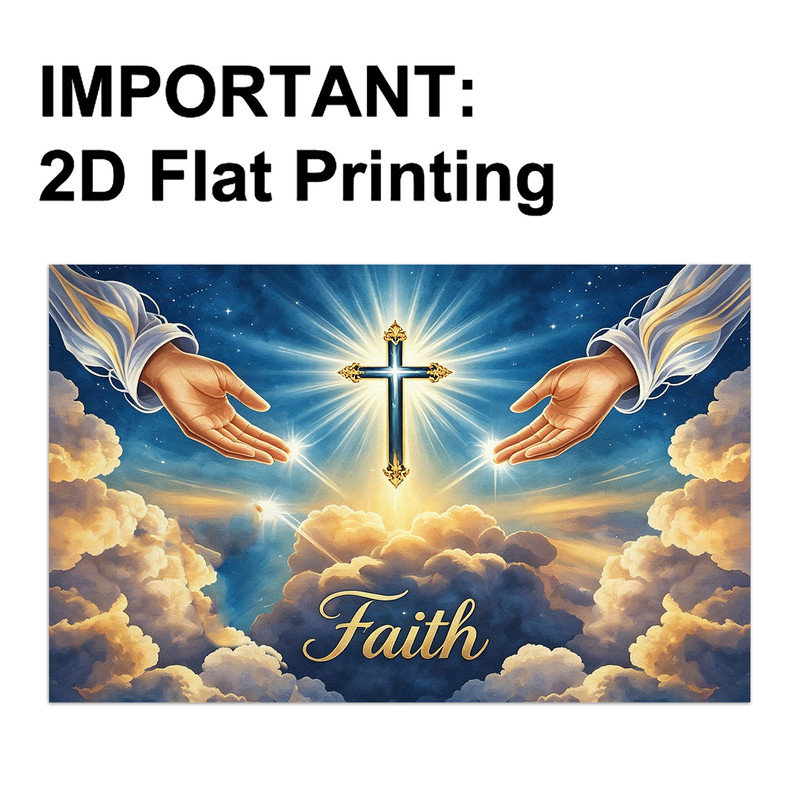 Tapis d'entrée antidérapant pour l'extérieur, Faith Cross céleste, 20 po x 32 po
