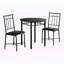 Richard 3Pc Dining Table Set And 2 Chairs, Black Metal, Leather Like Fabric