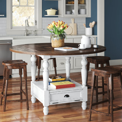 Garcelle Extendable Acacia Round Solid Wood Base Dining Table