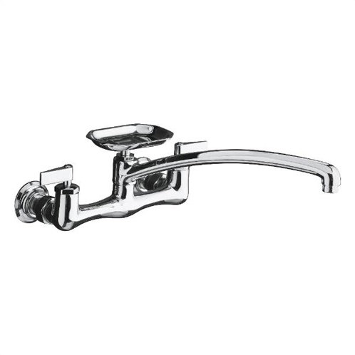 Robinet d’alimentation à poignée levier double avec bec de balançoire et plat à savon Clearwater, Chrome poli