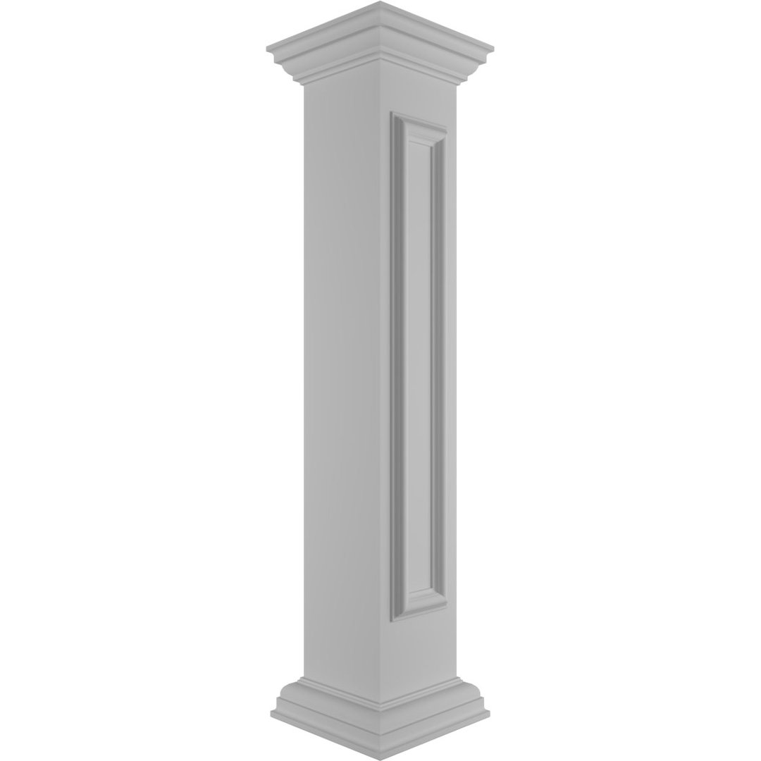 Straight Newel Post with Panel, Flat Capital & Base Trim (Installation kit included) Ekena Millwork 
