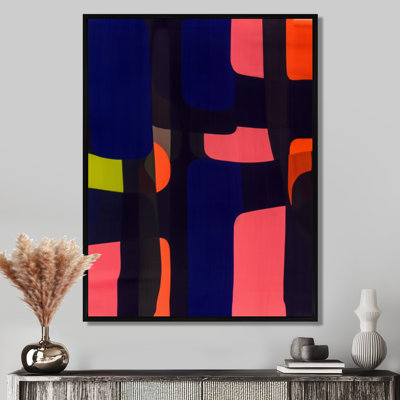 Midnight Melodies Retro 70S Purple Orange I - Abstract Wall Art Print