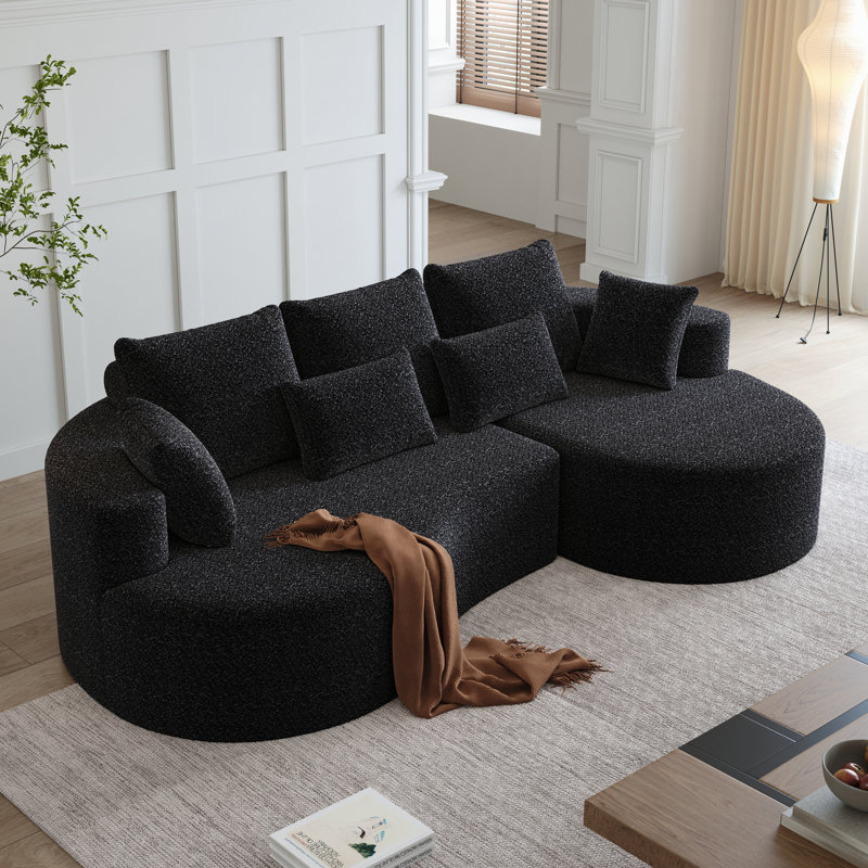 Canapé modulaire spacieux en chenille, design incurvé moderne pour la maison