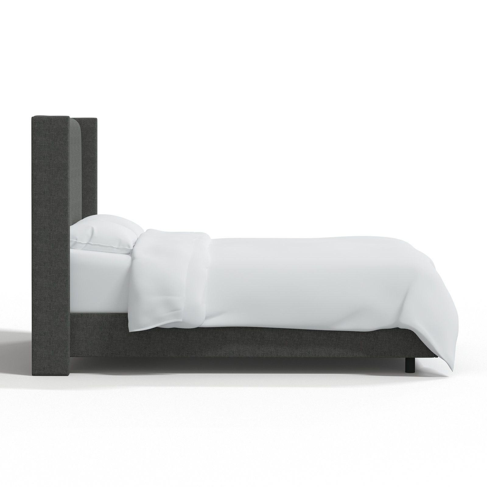 Hanson Upholstered Wingback Bed, Queen, Zuma Charcoal Textured Linen