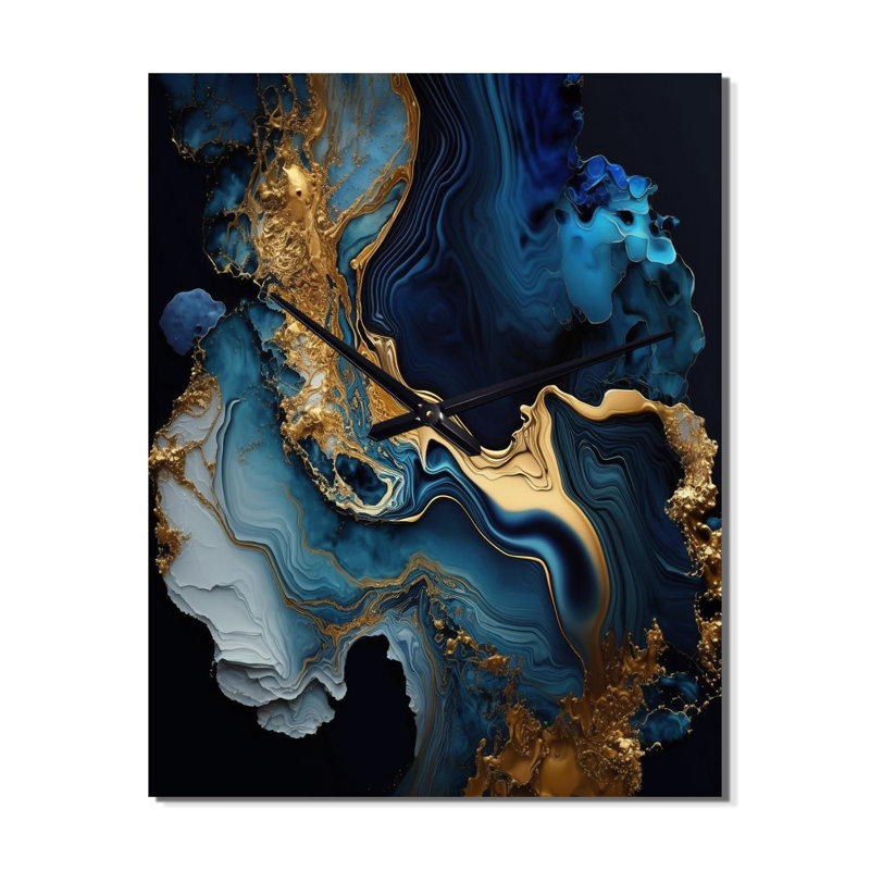 Horloge murale abstraite moderne Geode Marble III, H 28 po x l 12 po x P 1 po