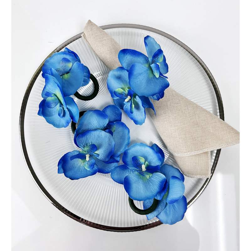 Plastique, anneau de serviette en tissu, Bleu