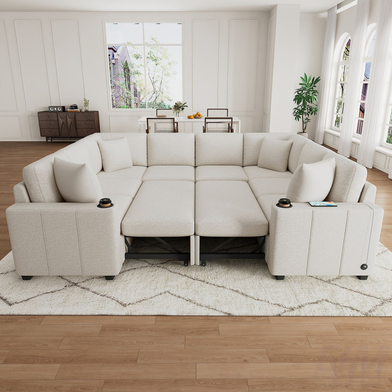 Canapé-lit convertible 108,7 po, Chenille beige
