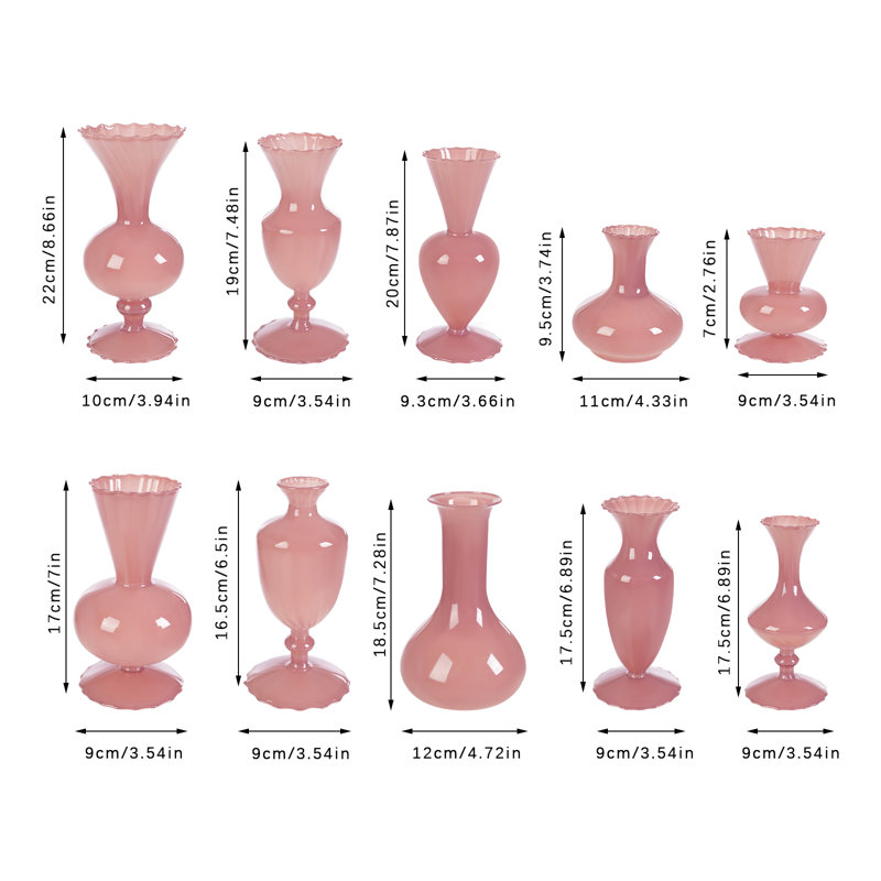 Vase de table en verre Arretta, Rose