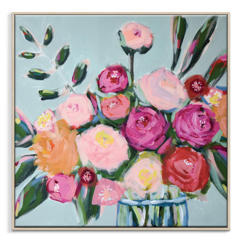 Summerlong by Taylor Lee - Painting, Brown Wood Frame, 62.5 cm H x 62.5 cm W x 4 cm D