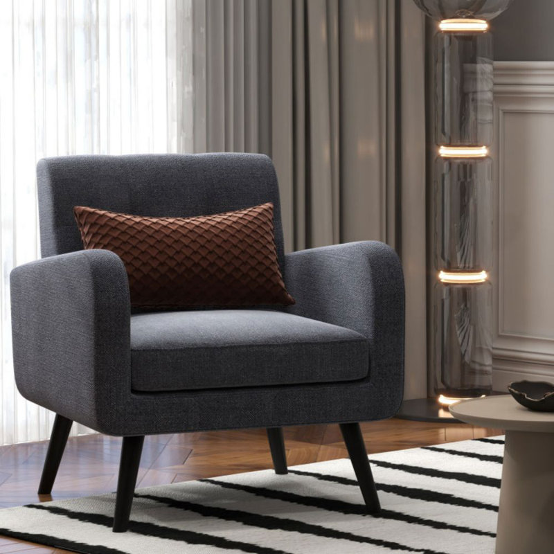 Chaise d'appoint rembourrée Labrenda, Lin gris