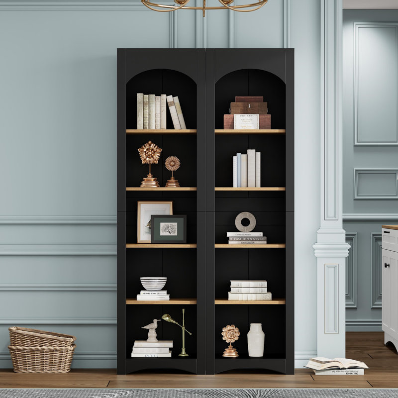 Bibliothèque autoportante à 5 niveaux, Noir, noir, noir, noir