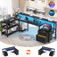 Bureau d'ordinateur en forme de L avec tiroirs et tablette pour moniteur, bureau de jeu avec lumières DEL RVB et ports USB Jointure-1450480825-1445266904