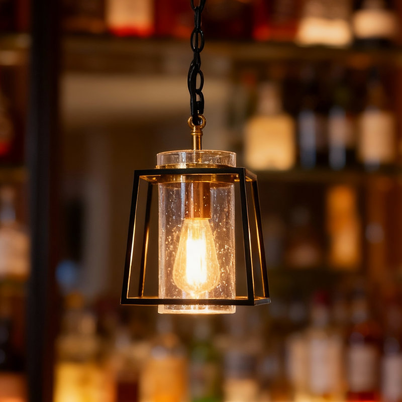 Abat-jour cylindrique en verre grainé 1 lumière pour cuisine moderne 1 lumière