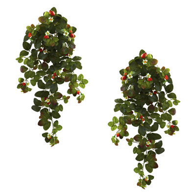  31in. Strawberry Hanging Bush with Berry (Set of 2)