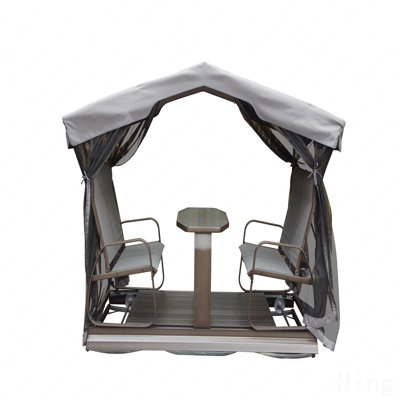 Banc oscillant d'extérieur 4 places avec auvent, fauteuil oscillant rétro en métal avec structure en aluminium, balancelle d'extérieur, jardin, pelouse